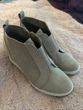 a new day Beige Suede-Look Wedge Ankle Booties